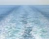 Ferry wake stretching to the horizon